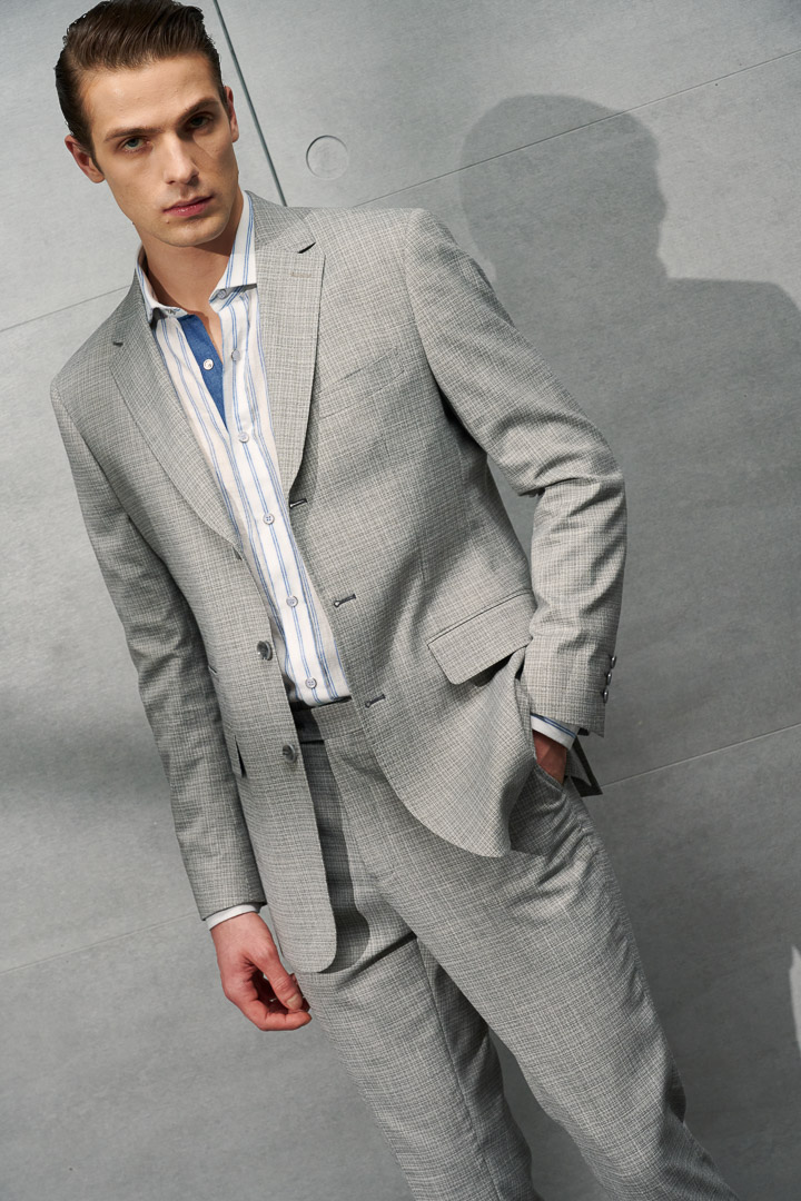 SST&C #Texture Cotton and Linen  Blue and White Striped Pattern Four-Button Shirt | 0312203009  (Outlet)_1