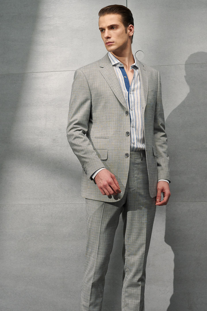 SST&C #Texture Cotton and Linen  Blue and White Striped Pattern Four-Button Shirt | 0312203009  (Outlet)_4