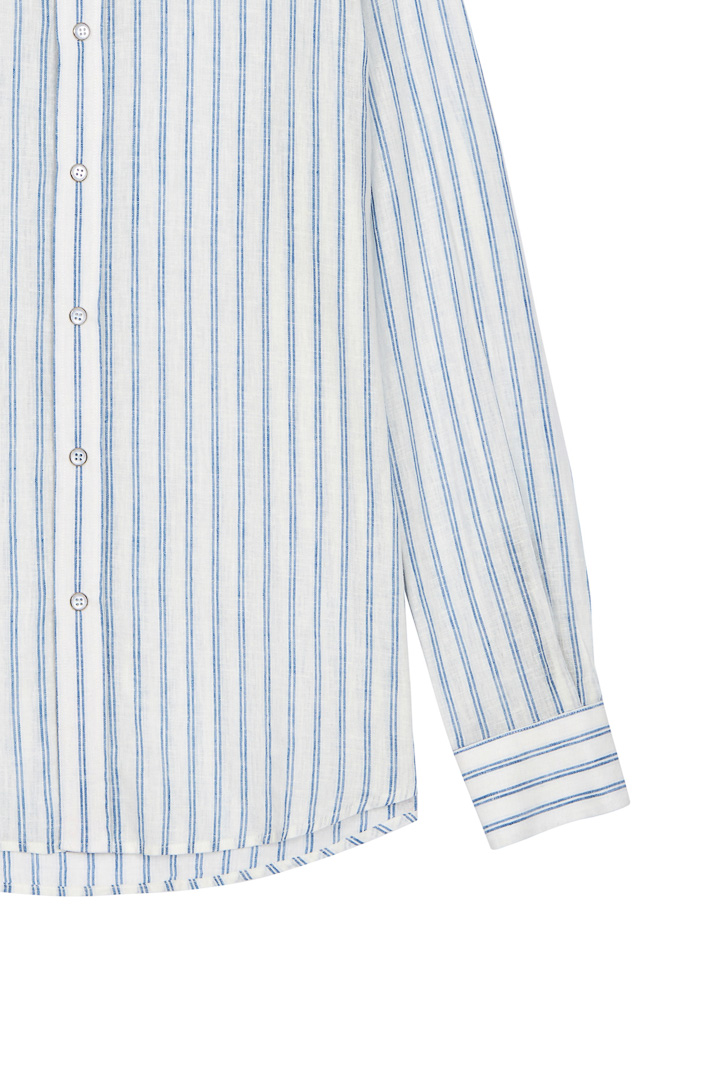 SST&C #Texture Cotton and Linen  Blue and White Striped Pattern Four-Button Shirt | 0312203009  (Outlet)_8
