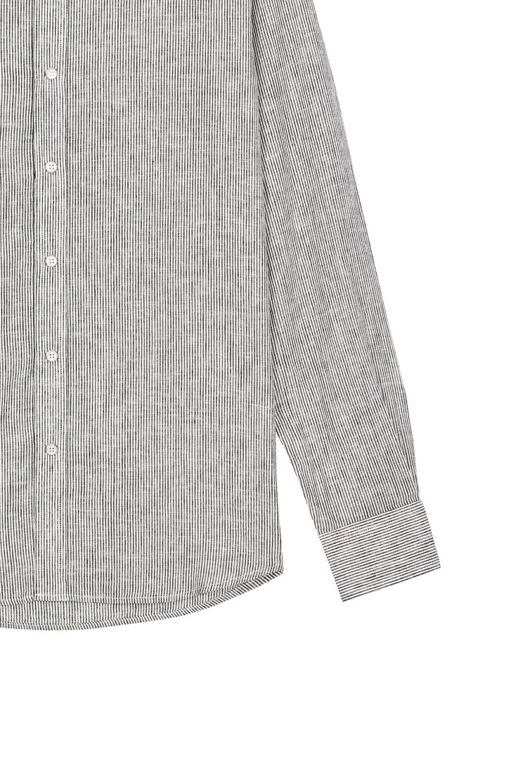 SST&C #Texture Cotton and Linen  Black and White Striped Pattern Four-Button Shirt | 0312203010  (Outlet)_8