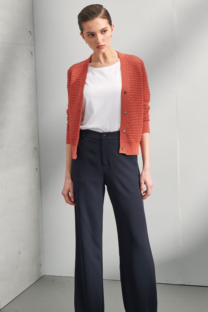 SST&C #Online Exclusive  Women'S Amber Orange V-Neck Cardigan Holed Knit Jacket | 8662203002  (Outlet)_0