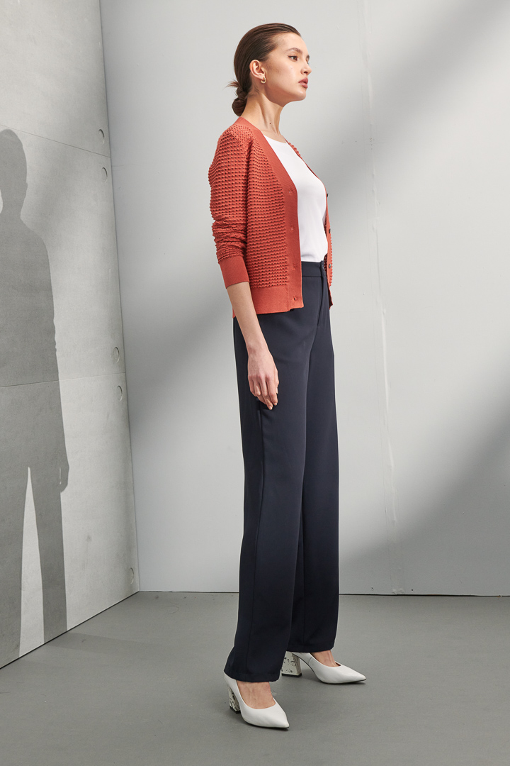 SST&C #Online Exclusive  Women'S Amber Orange V-Neck Cardigan Holed Knit Jacket | 8662203002  (Outlet)_2