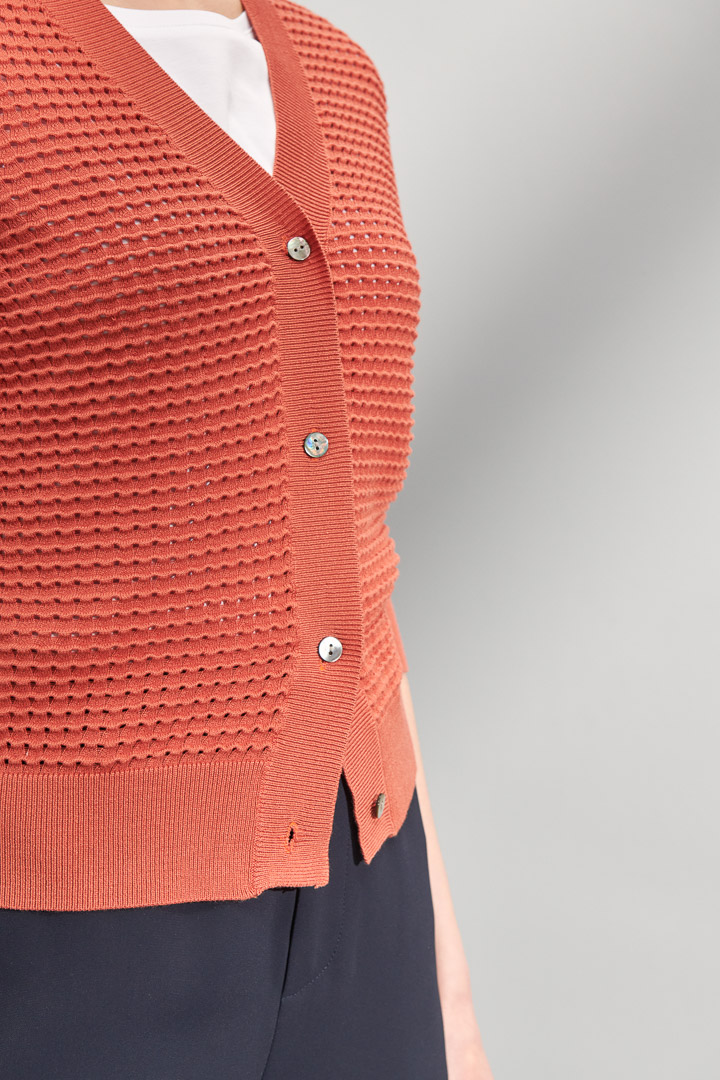 SST&C #Online Exclusive  Women'S Amber Orange V-Neck Cardigan Holed Knit Jacket | 8662203002  (Outlet)_7