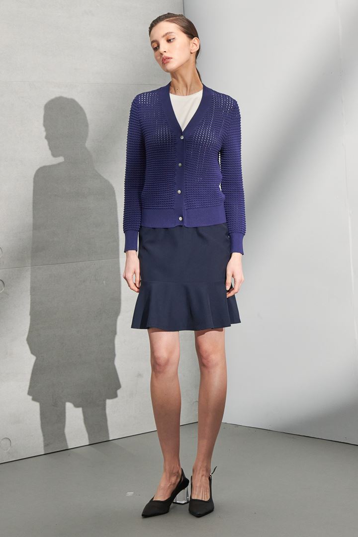 SST&C #Online Exclusive  Women'S Klein Blue V-Neck Cardigan Holed Knit Jacket | 8662203003  (Outlet)_2