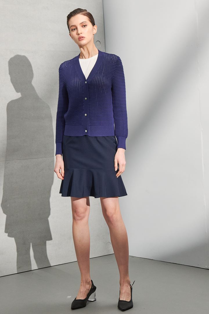 SST&C #Online Exclusive  Women'S Klein Blue V-Neck Cardigan Holed Knit Jacket | 8662203003  (Outlet)_3