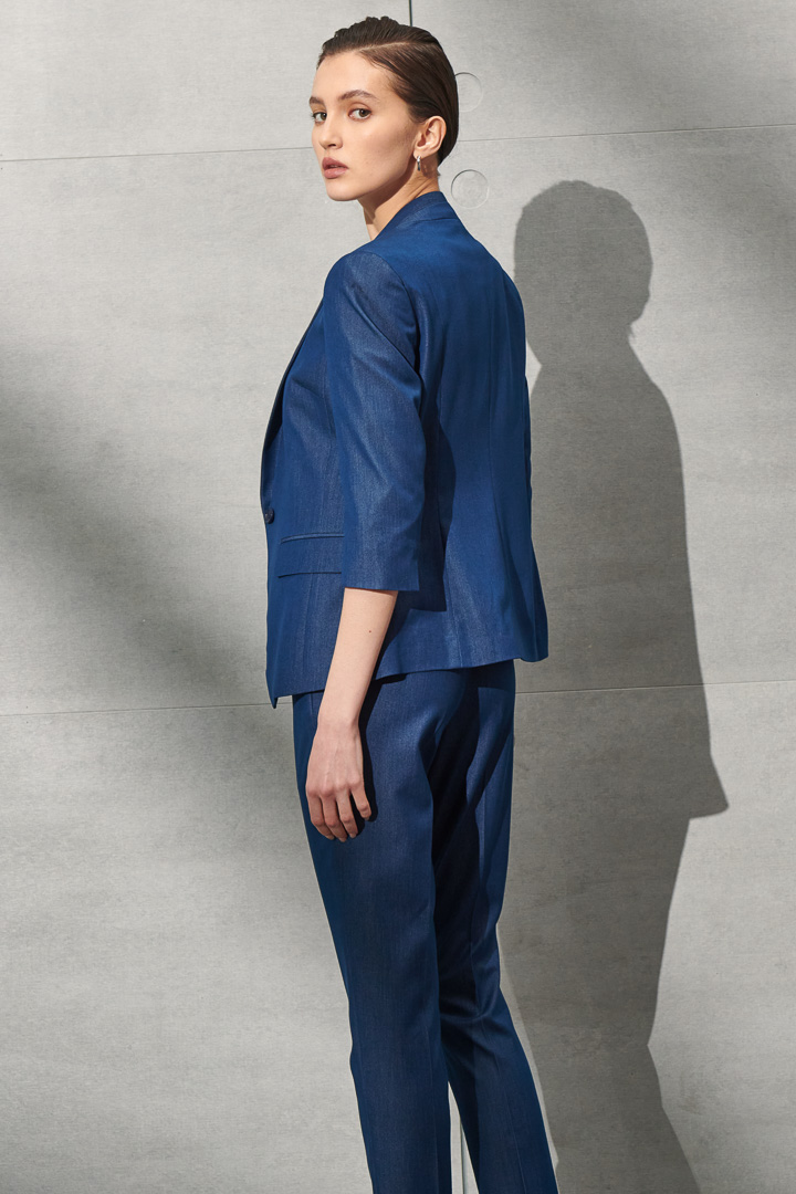 SST&C Women'S Denim Blue Slim Suit Trousers | 7262203004  (Outlet)_3