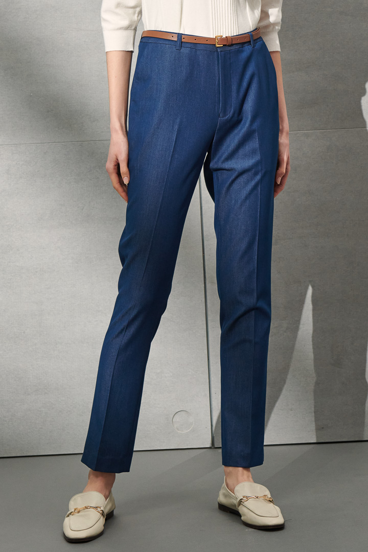 SST&C Women'S Denim Blue Slim Suit Trousers | 7262203004  (Outlet)_5