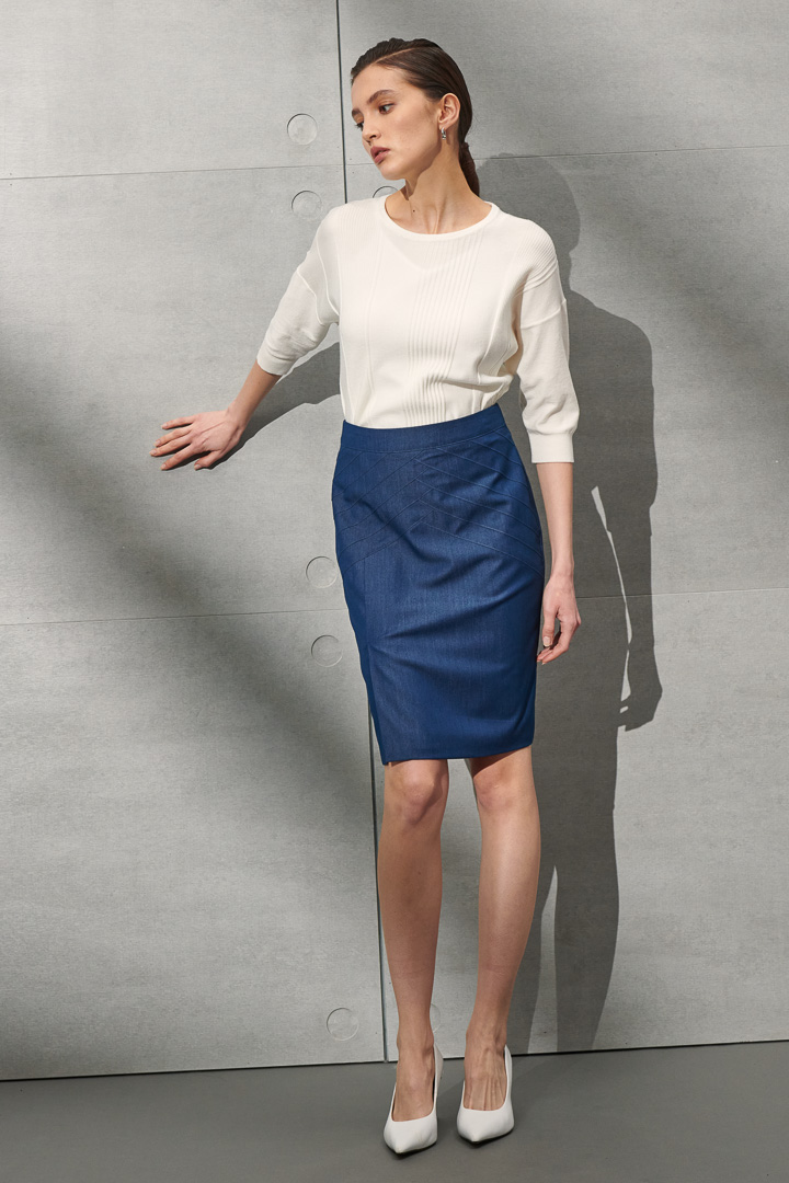 SST&C Women'S Denim Blue Pencil Skirt | 7462203004  (Outlet)_2