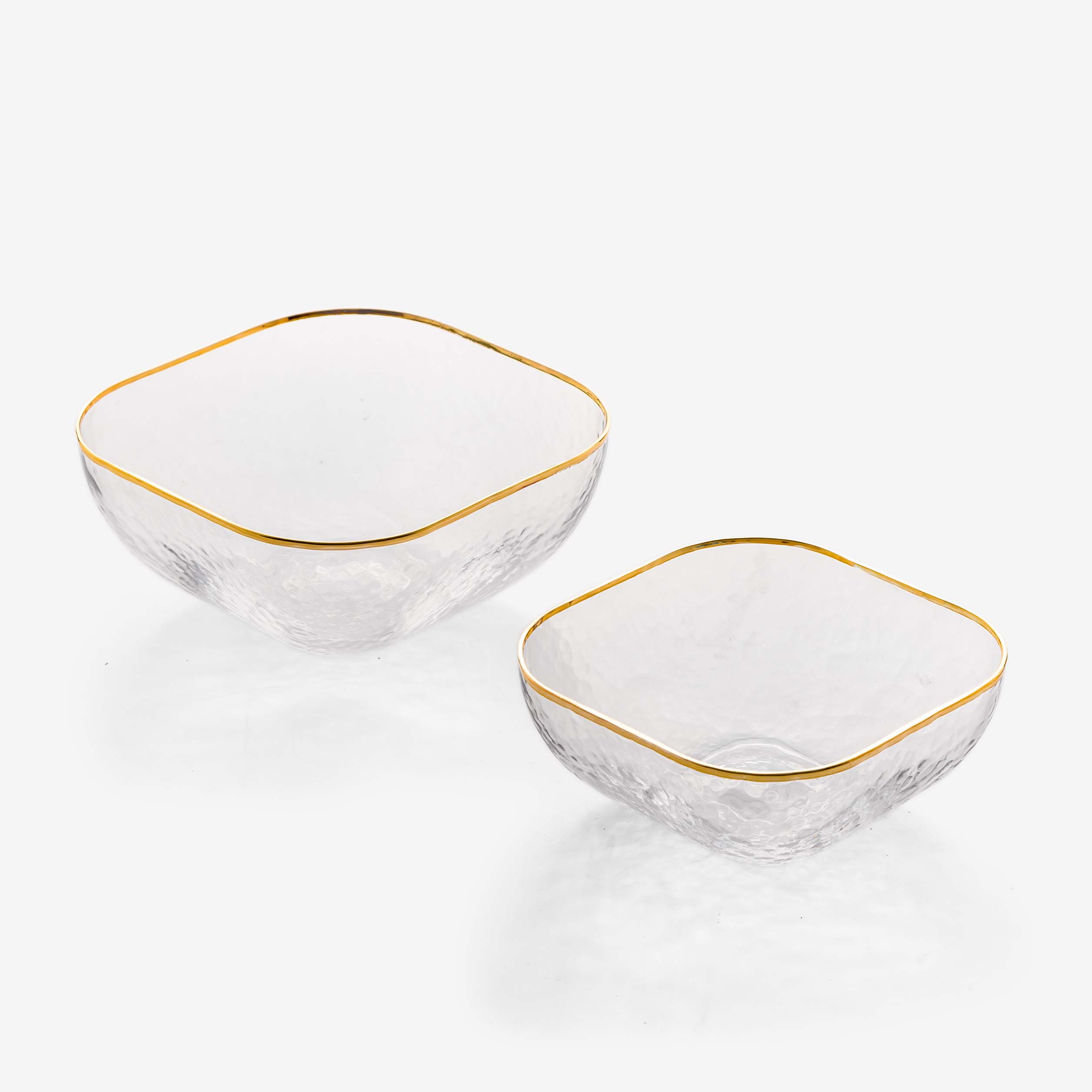 WAGA 金邊錘紋 13.5cm 方形玻璃碗│單品_3