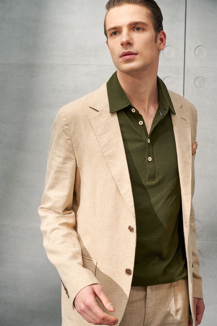 SST&C Dark Green Cotton and Linen Polo Shirt | 1012204009  (Outlet)_1