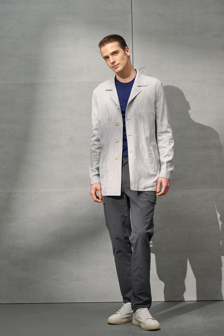 SST&C #Online Exclusive  Light Gray Striped Pattern Shirt Jacket | 0612204003  (Outlet)_8
