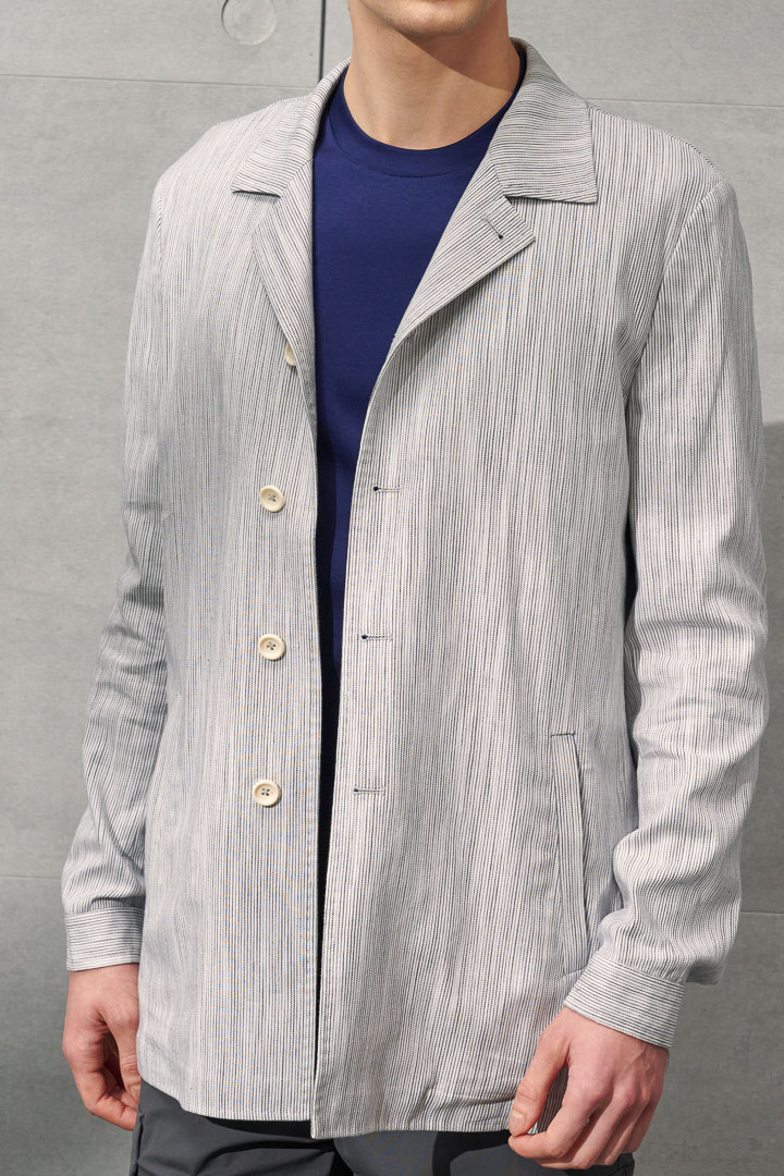SST&C #Online Exclusive  Light Gray Striped Pattern Shirt Jacket | 0612204003  (Outlet)_9