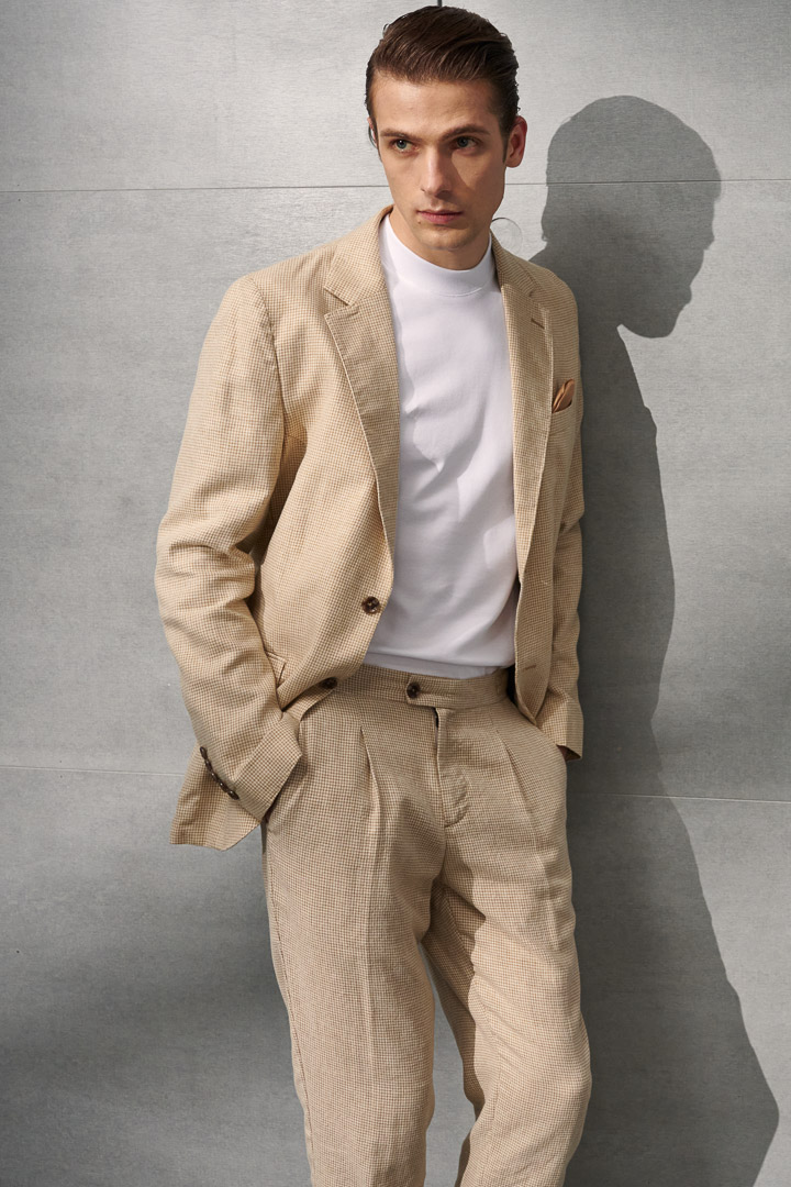 SST&C Sand Yellow Houndstooth Loose Fit Casual Trousers | 1212204001  (Outlet)_0