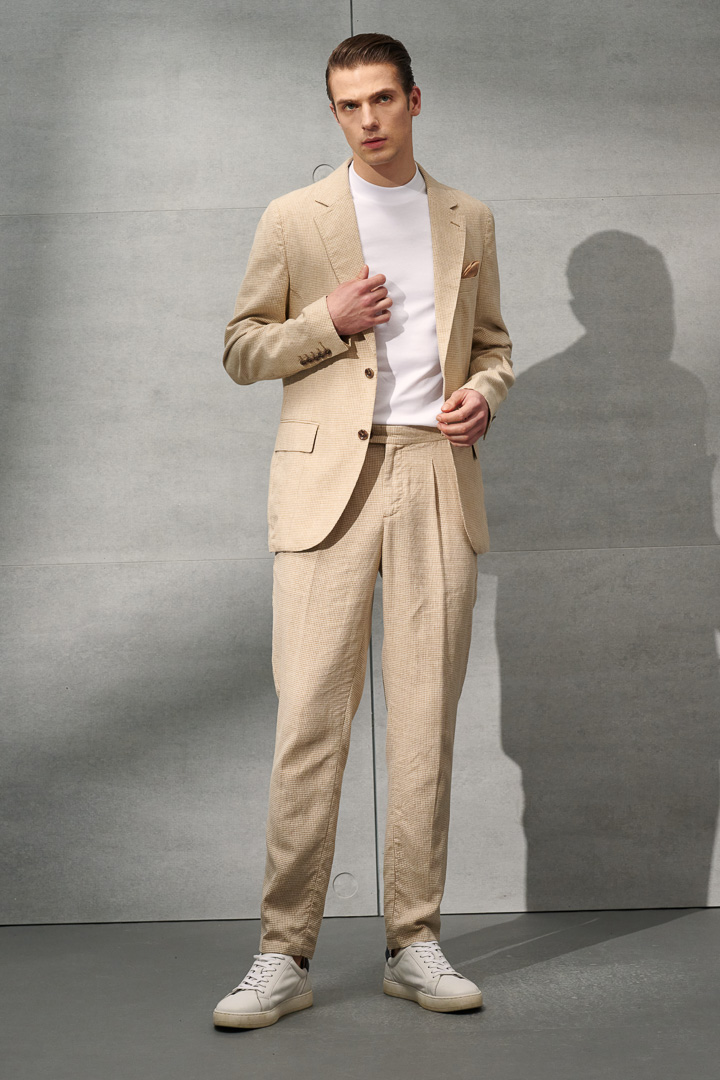 SST&C Sand Yellow Houndstooth Loose Fit Casual Trousers | 1212204001  (Outlet)_3