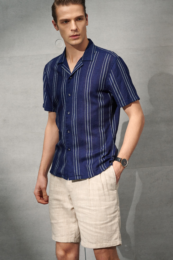 SST&C Beige Cotton and Linen Loose-Fitting Casual Shorts | 1212204002  (Outlet)_0