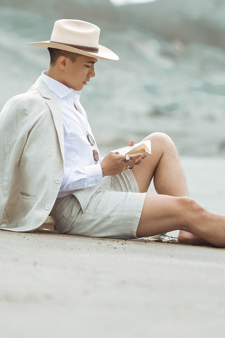 SST&C Beige Cotton and Linen Loose-Fitting Casual Shorts | 1212204002  (Outlet)_3