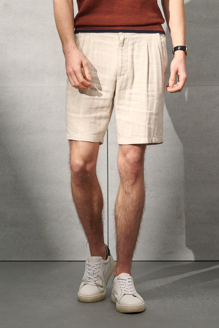 SST&C Beige Cotton and Linen Loose-Fitting Casual Shorts | 1212204002  (Outlet)_5