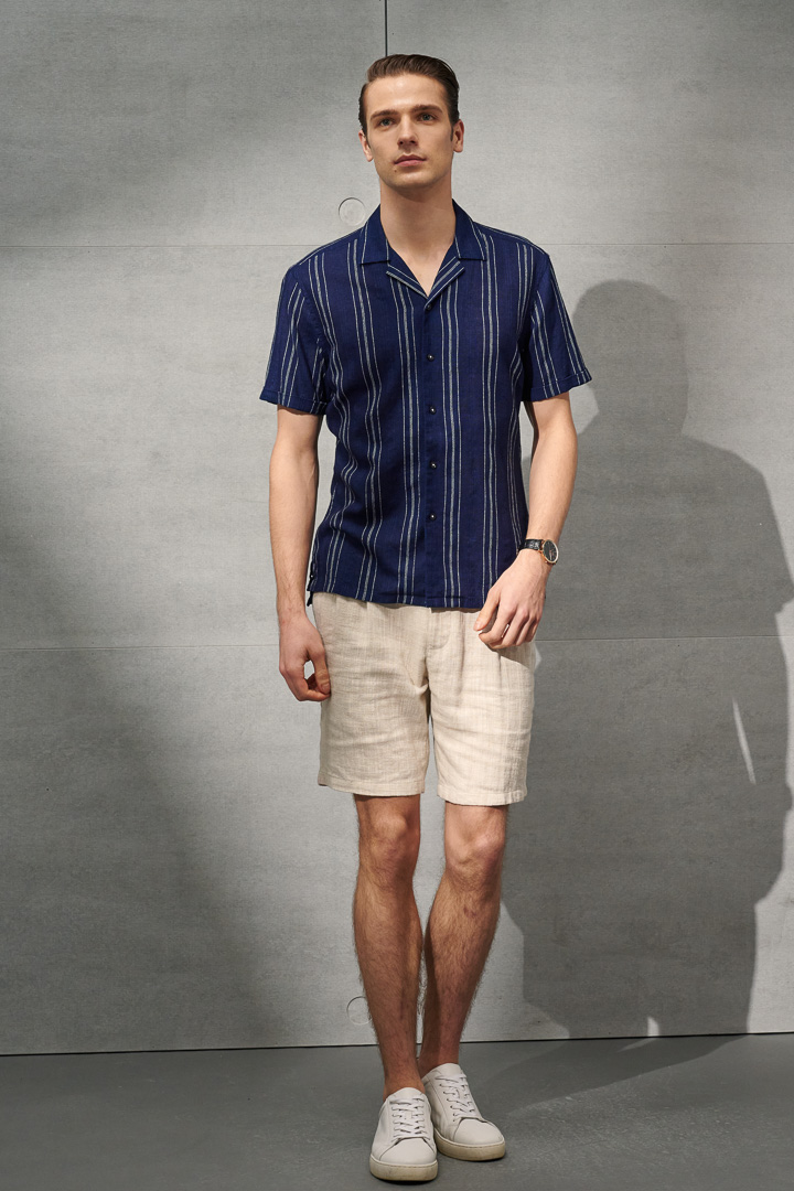 SST&C Beige Cotton and Linen Loose-Fitting Casual Shorts | 1212204002  (Outlet)_8
