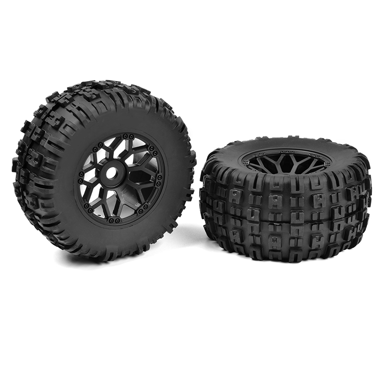 C-00180-612 Off-Road 1/8 MT Tires - Mud Claws - Glued on Black Rims - 1 pair_0