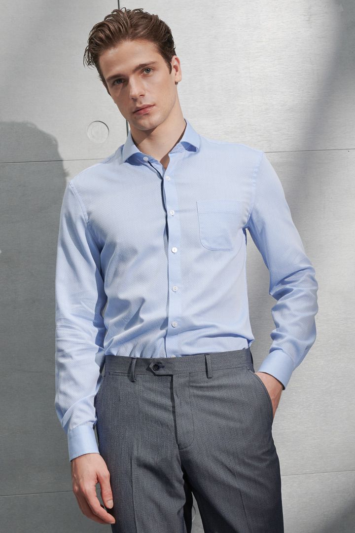 SST&C #Easycare  Blue Textured Shirt | 0312203005  (Outlet)_6