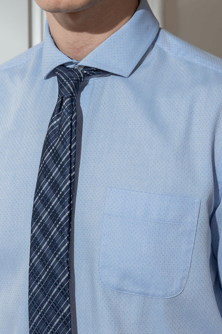 SST&C #Easycare  Blue Textured Shirt | 0312203005  (Outlet)_9