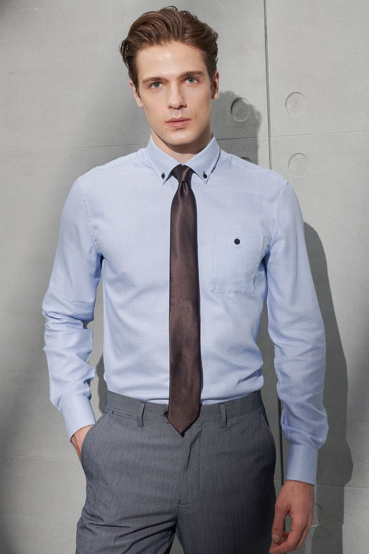 SST&C #Easycare  Blue Textured Shirt | 0312203017  (Outlet)_2