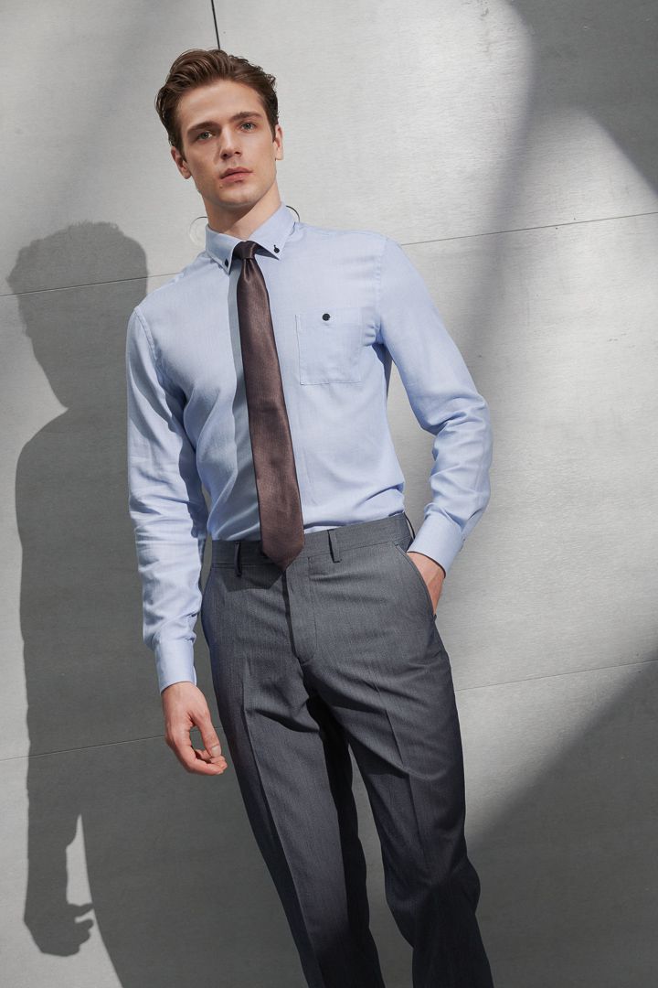 SST&C #Easycare  Blue Textured Shirt | 0312203017  (Outlet)_3