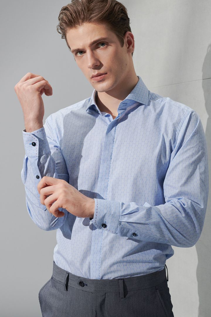 SST&C #Comfortable Cotton  Blue Back Print Shirt | 0312203022  (Outlet)_0