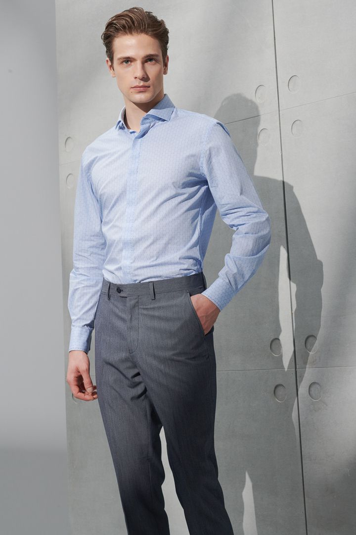 SST&C #Comfortable Cotton  Blue Back Print Shirt | 0312203022  (Outlet)_2