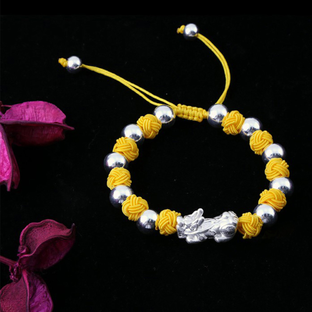 純銀圓珠貔貅手鍊(黃)（限海外直購）Bracelet_2