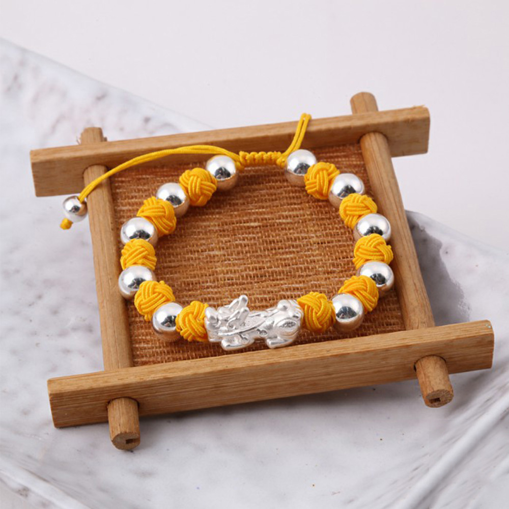 純銀圓珠貔貅手鍊(黃)（限海外直購）Bracelet_3