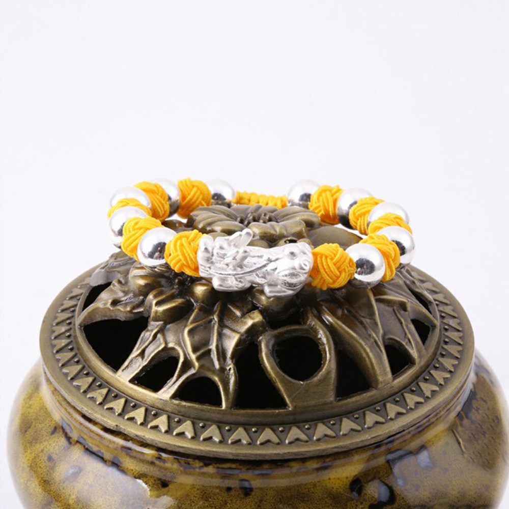 純銀圓珠貔貅手鍊(黃)（限海外直購）Bracelet_4
