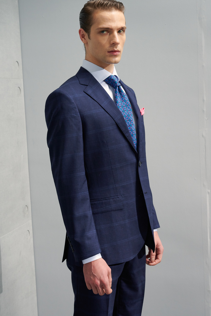 SST&C #Milan Series  Navy Blue Check Pattern Slim Fit Suit Jacket | 0112204001  (Outlet)_0