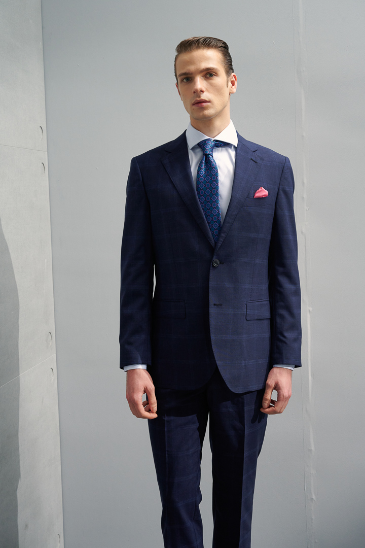 SST&C #Milan Series  Navy Blue Check Pattern Slim Fit Suit Jacket | 0112204001  (Outlet)_2