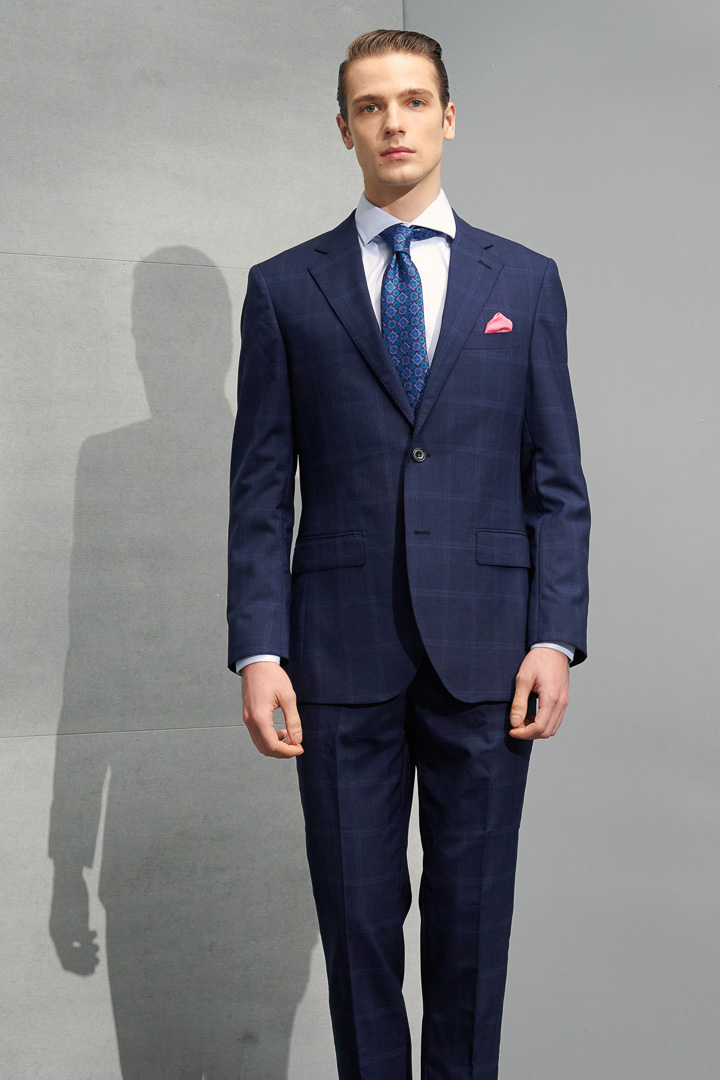SST&C #Milan Series  Navy Blue Check Pattern Slim Fit Suit Jacket | 0112204001  (Outlet)_3