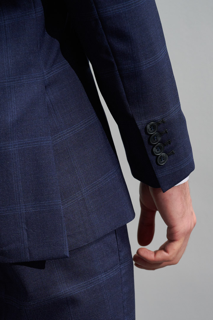 SST&C #Milan Series  Navy Blue Check Pattern Slim Fit Suit Jacket | 0112204001  (Outlet)_6