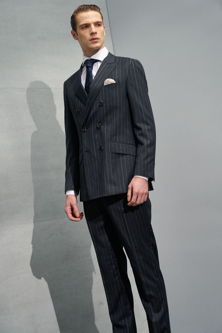 SST&C #米蘭系列 灰色條紋雙排扣修身西裝外套 | 0112204002 (outlet)_3