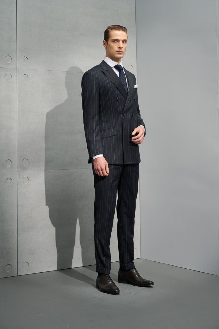 SST&C #米蘭系列 灰色條紋雙排扣修身西裝外套 | 0112204002 (outlet)_4