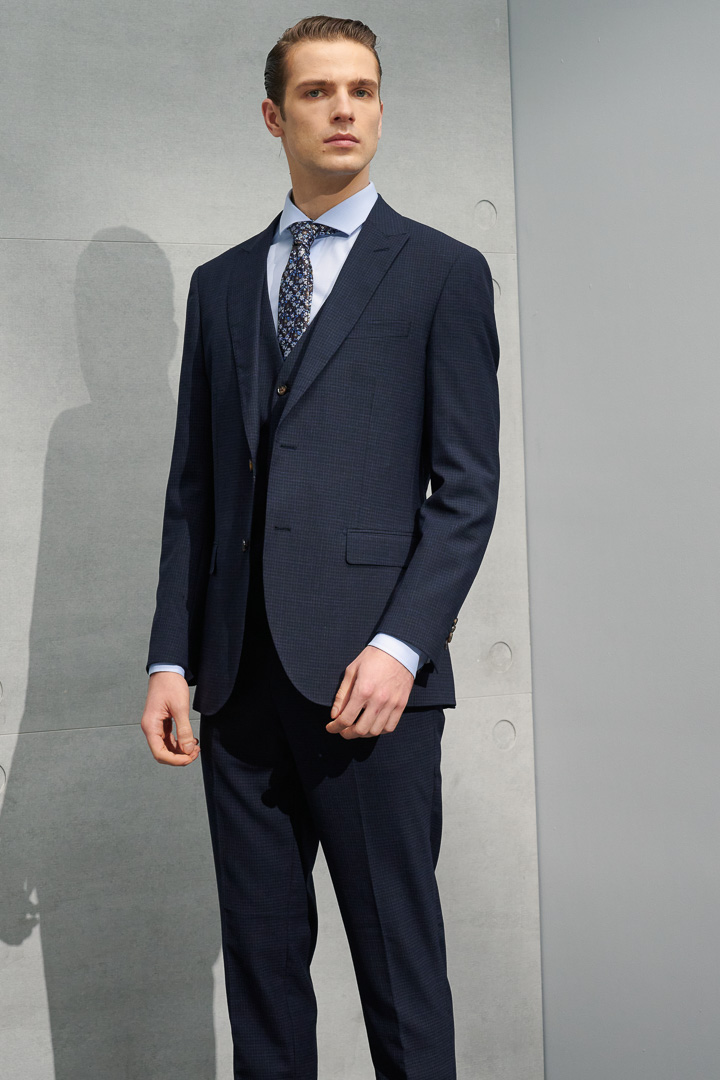 SST&C #Machine Washable Series  Navy Check Pattern Slim Fit Suit Jacket | 0112204005  (Outlet)_2