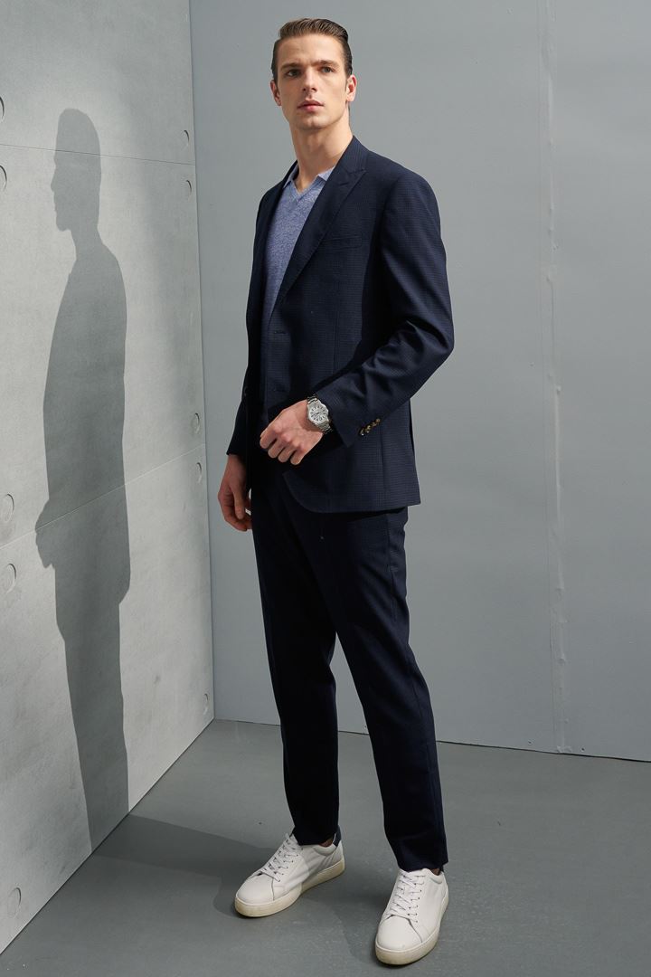 SST&C #Machine Washable Series  Navy Check Pattern Slim Fit Suit Jacket | 0112204005  (Outlet)_3