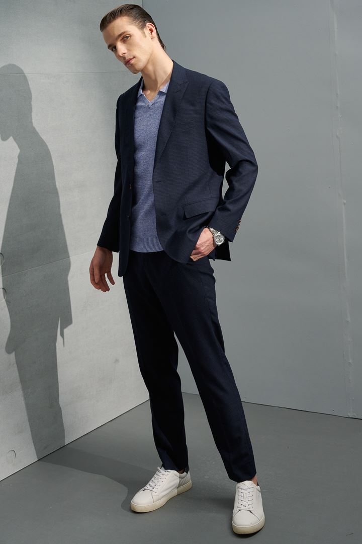 SST&C #Machine Washable Series  Navy Check Pattern Slim Fit Suit Jacket | 0112204005  (Outlet)_4