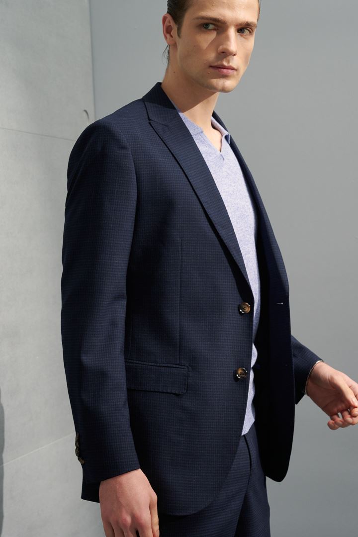 SST&C #Machine Washable Series  Navy Check Pattern Slim Fit Suit Jacket | 0112204005  (Outlet)_5