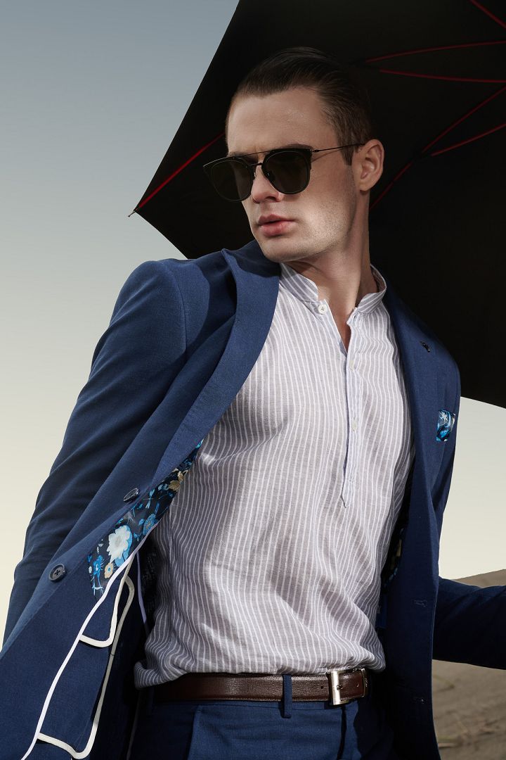 SST&C Linen-Blend Navy Slim-Fit Suit Jacket | 0112204008  (Outlet)_1