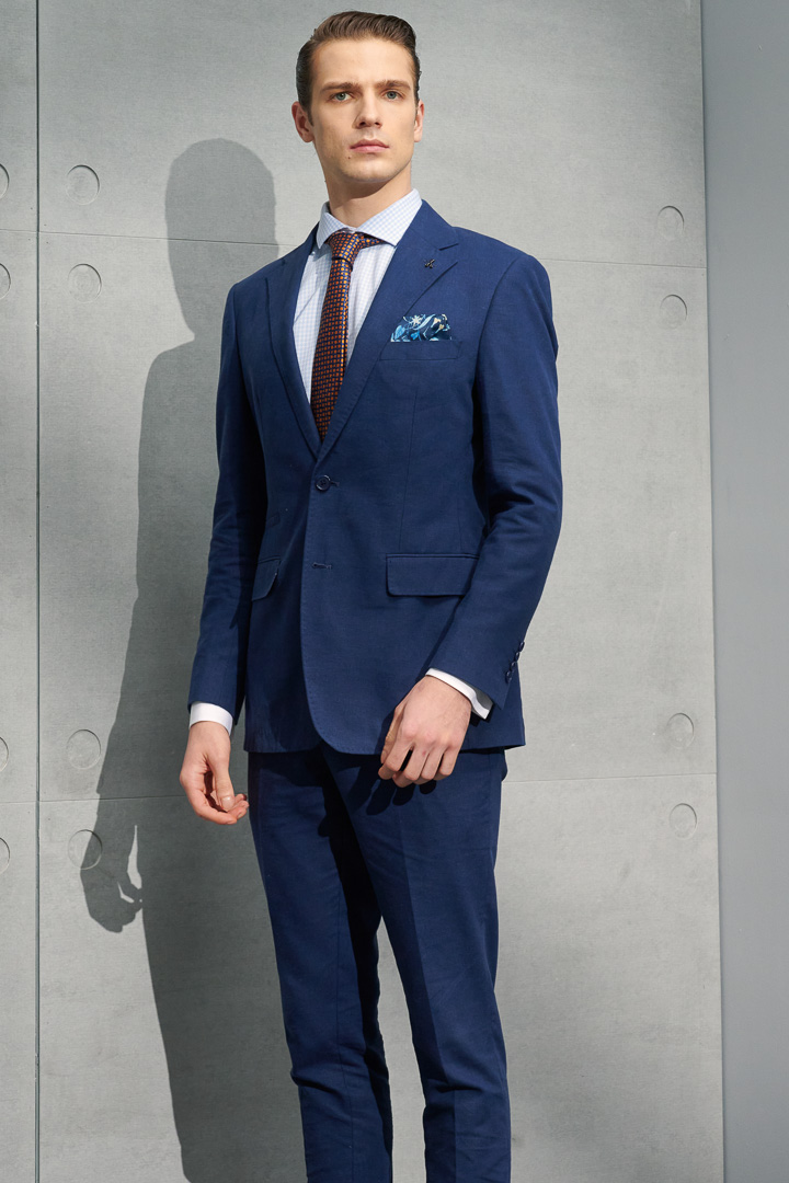 SST&C Linen-Blend Navy Slim-Fit Suit Jacket | 0112204008  (Outlet)_4