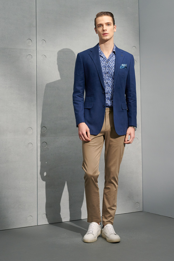 SST&C Linen-Blend Navy Slim-Fit Suit Jacket | 0112204008  (Outlet)_5