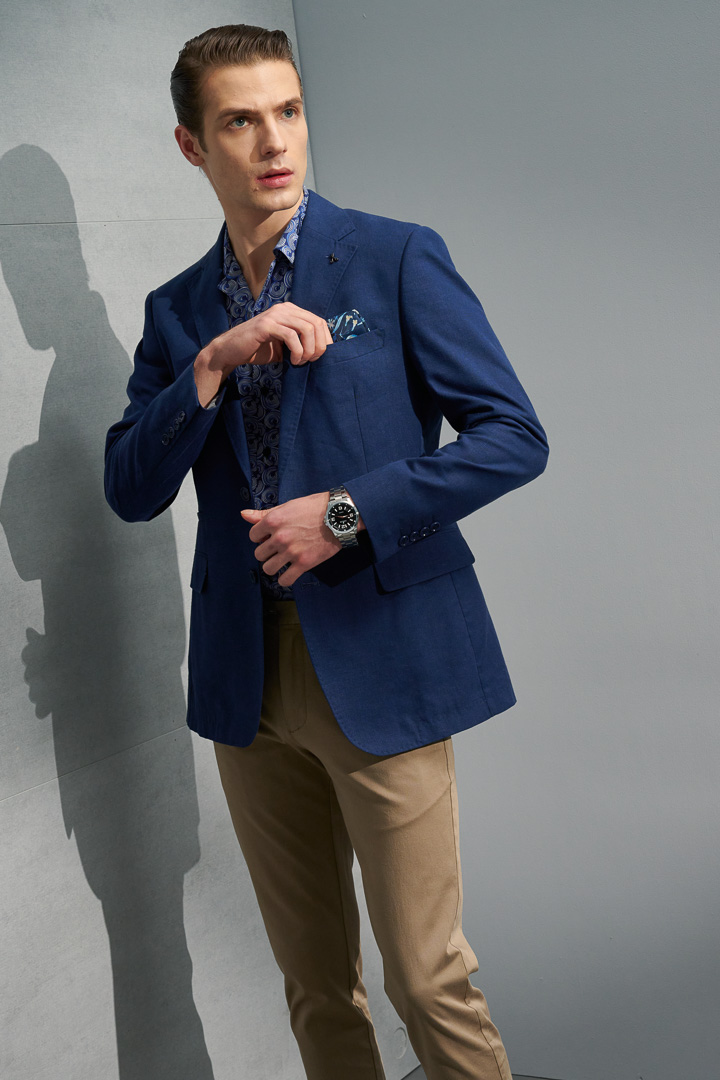 SST&C Linen-Blend Navy Slim-Fit Suit Jacket | 0112204008  (Outlet)_6