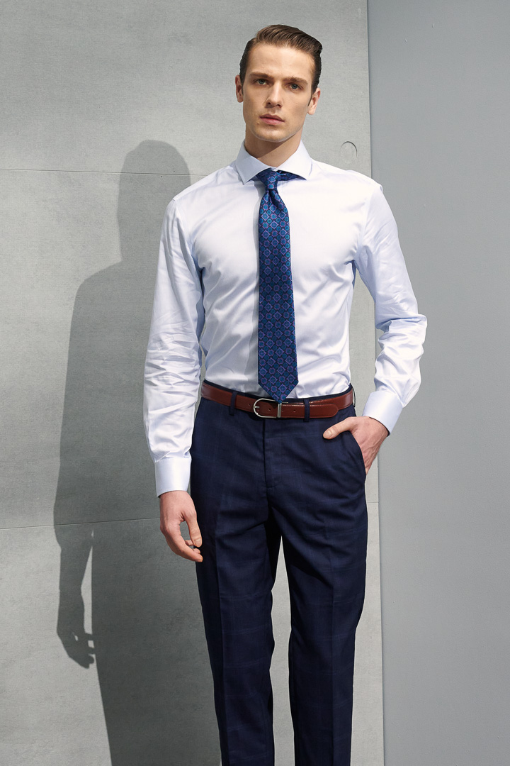 SST&C #Milan Series  Navy Blue Check Pattern Slim Fit Suit Trousers | 0212204001  (Outlet)_1