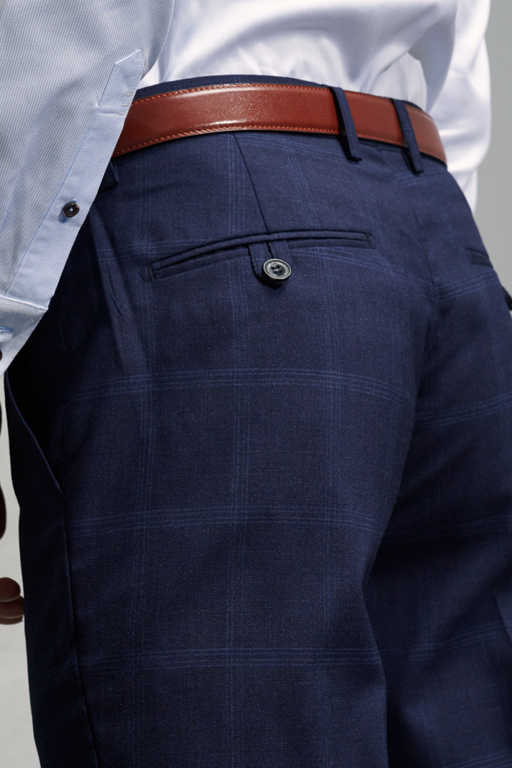 SST&C #Milan Series  Navy Blue Check Pattern Slim Fit Suit Trousers | 0212204001  (Outlet)_6