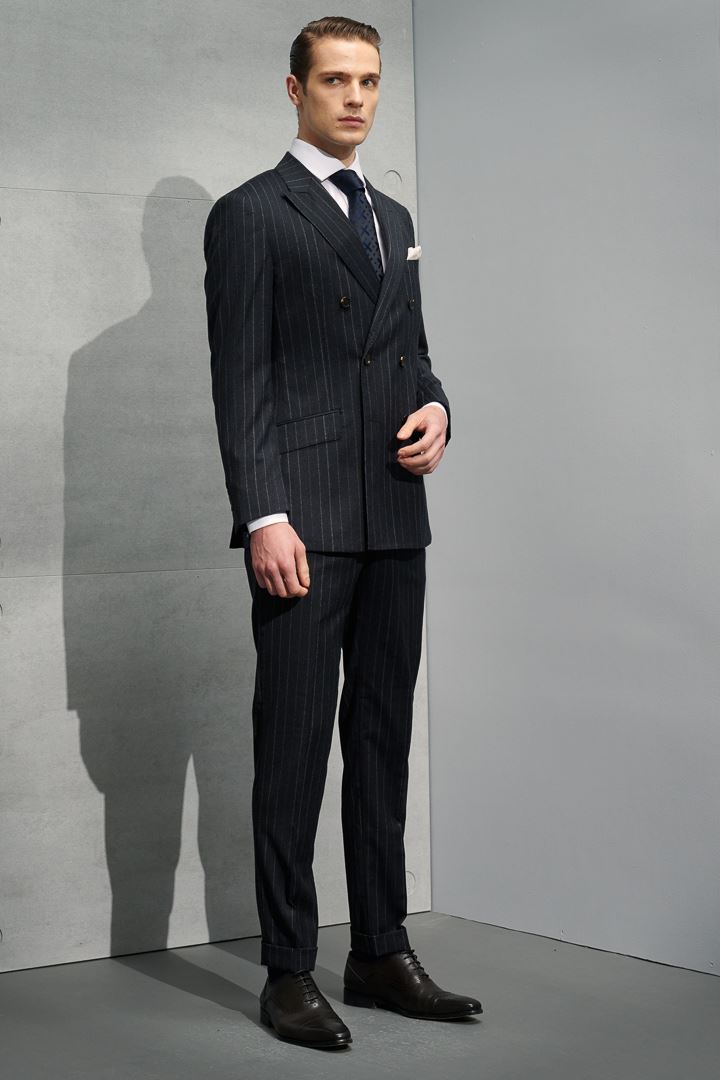 SST&C #米蘭系列 灰色條紋雙排扣修身西裝褲 | 0212204002 (outlet)_4