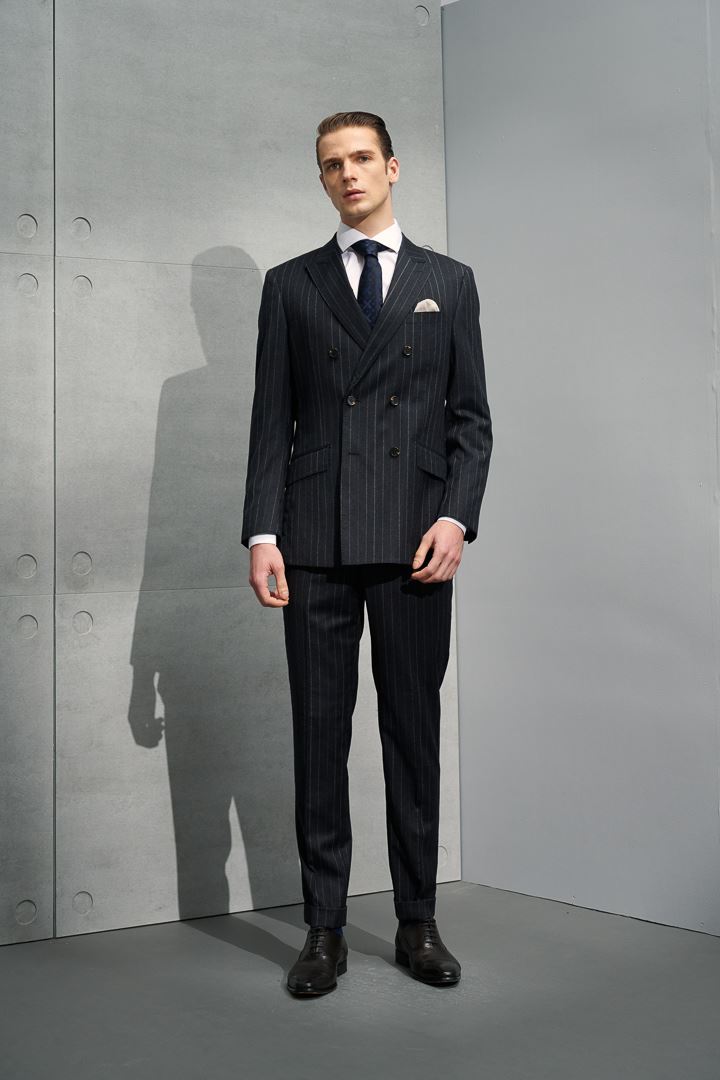 SST&C #米蘭系列 灰色條紋雙排扣修身西裝褲 | 0212204002 (outlet)_5